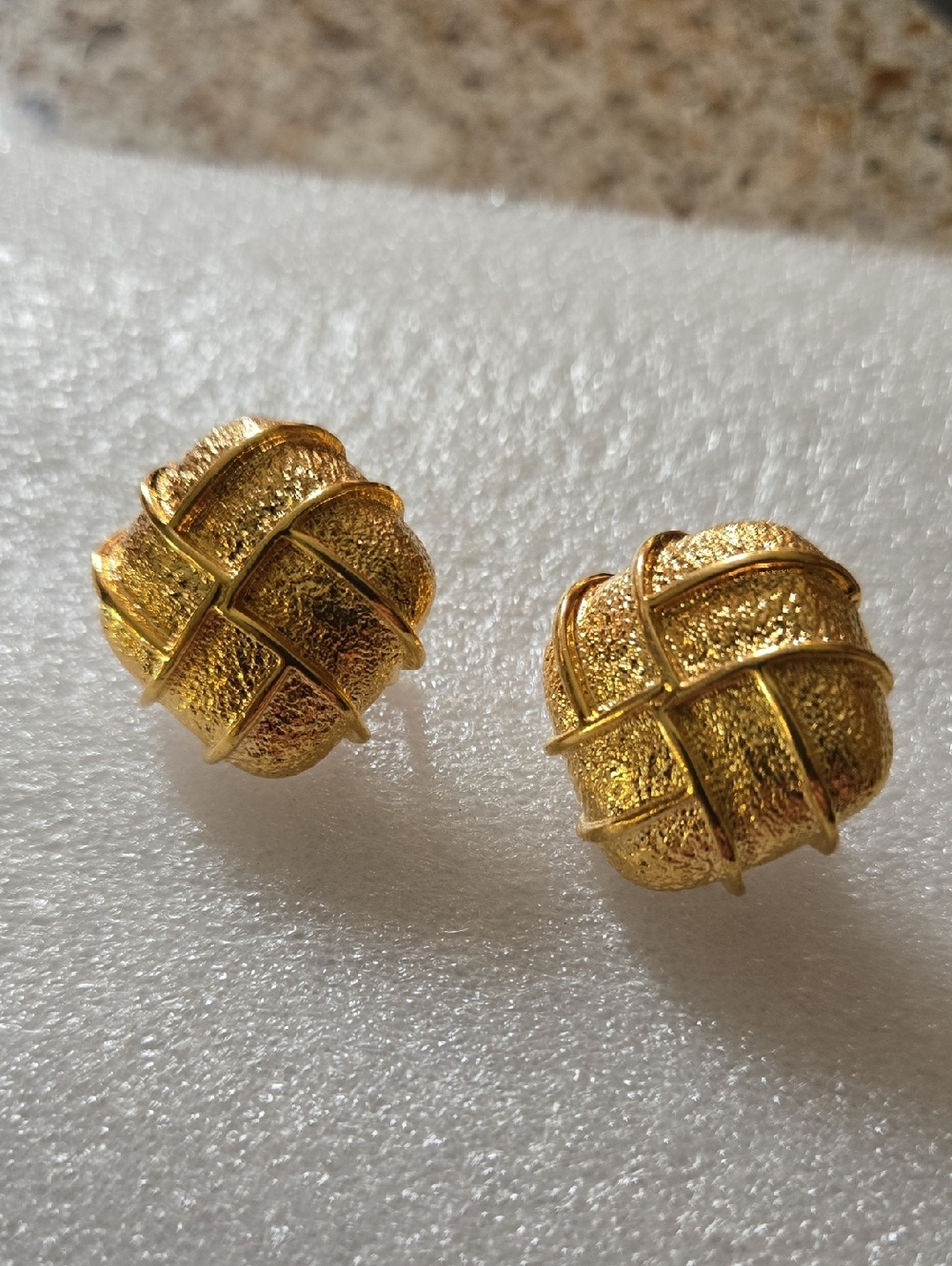 Napier Gold Woven Textured Clip-On Earrings - Picture 2 of 6